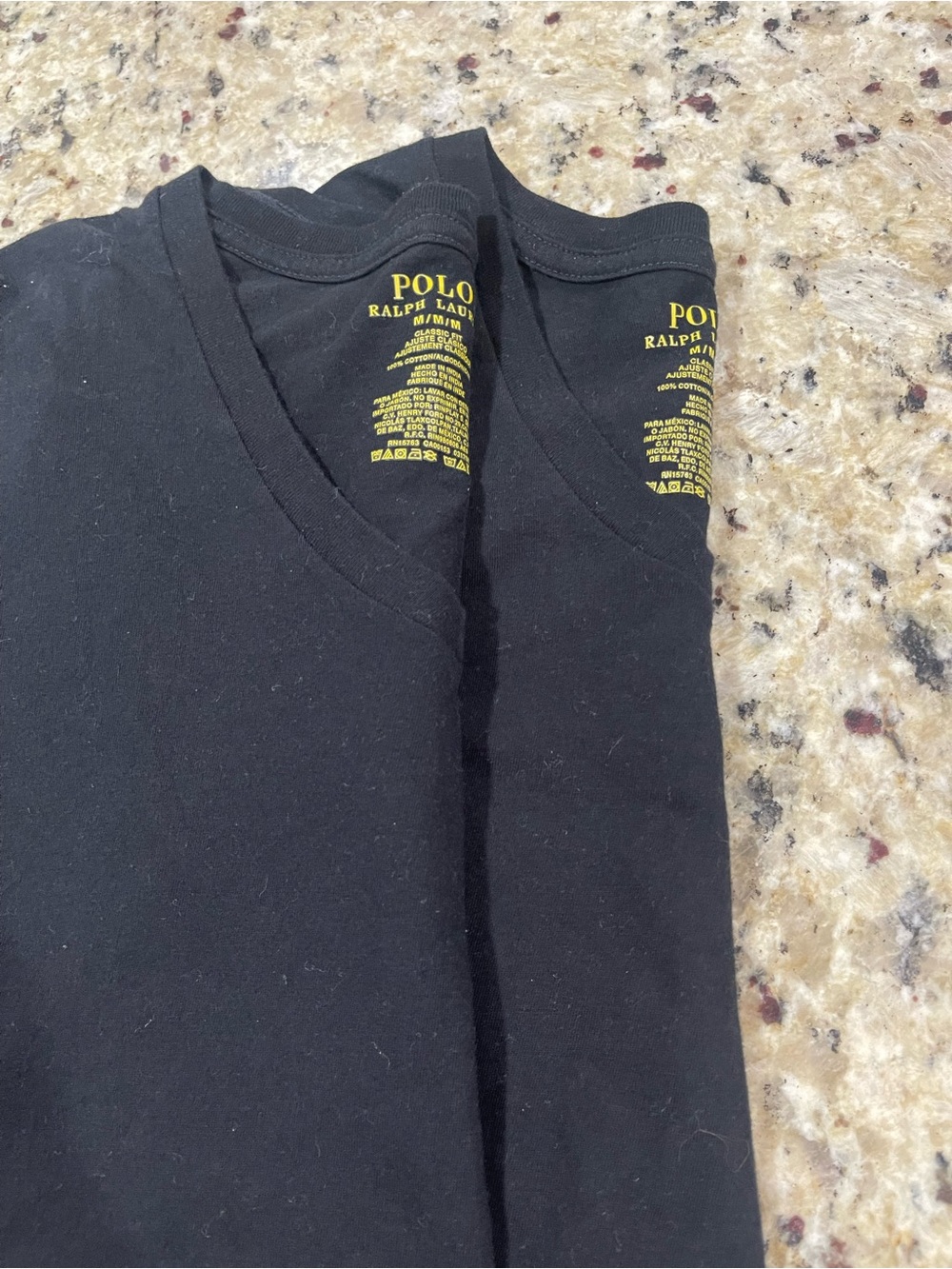 Bundle 2 Polo by Ralph Lauren Mens Black V-Neck Tee with red  Logo Print
